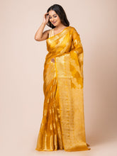 KAVVYA SOFT & LIGHT WEIGHT MUSTARD ORGANZA SILK WEAVING SAREE - KAVVYA